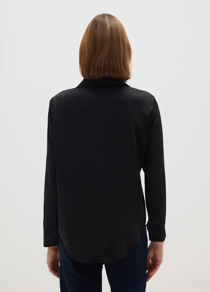 , Camicia Nera Regular Fit, Donna, Nero miniatura 3