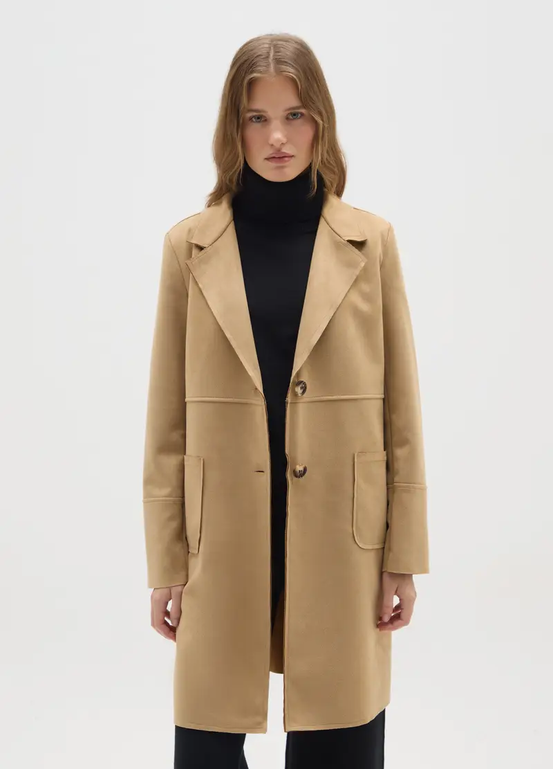 Cappotto Beige Regular Fit Con Bottoni, Donna, Beige miniatura 2