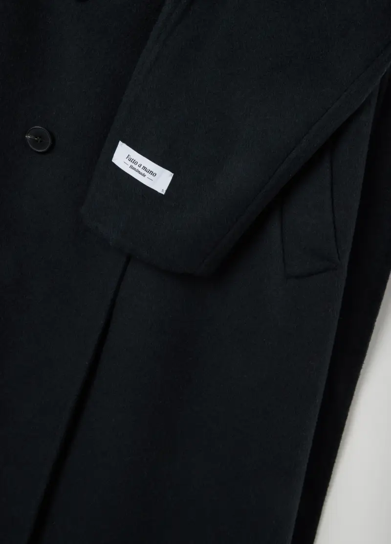 Cappotto Doppiopetto Blu In Misto Lana Regular Fit Con Cintura, Donna, Nero miniatura 2