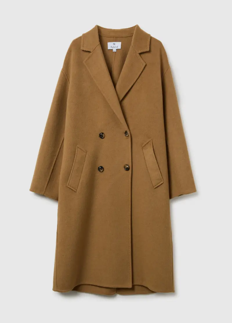 Cappotto In Misto Lana Marrone Regular Fit Con Bottoni, Donna, Marrone