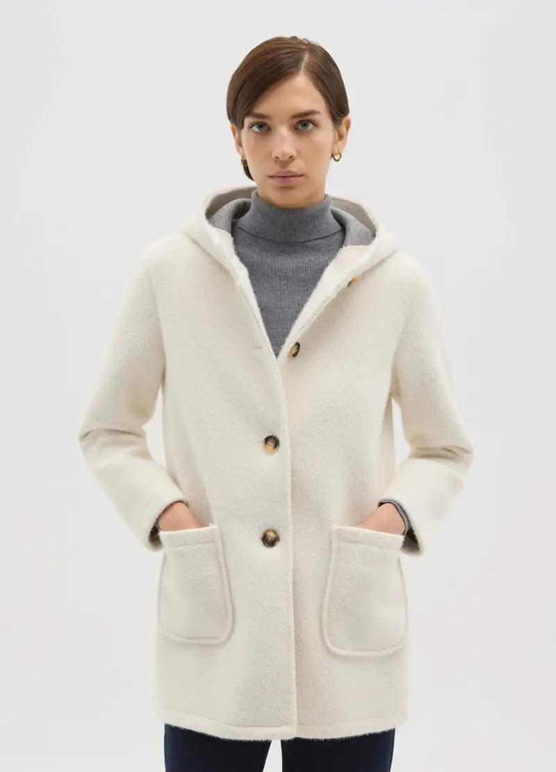 Cappotto In Misto Viscosa Bianco Regular Fit, Donna, Bianco miniatura 2