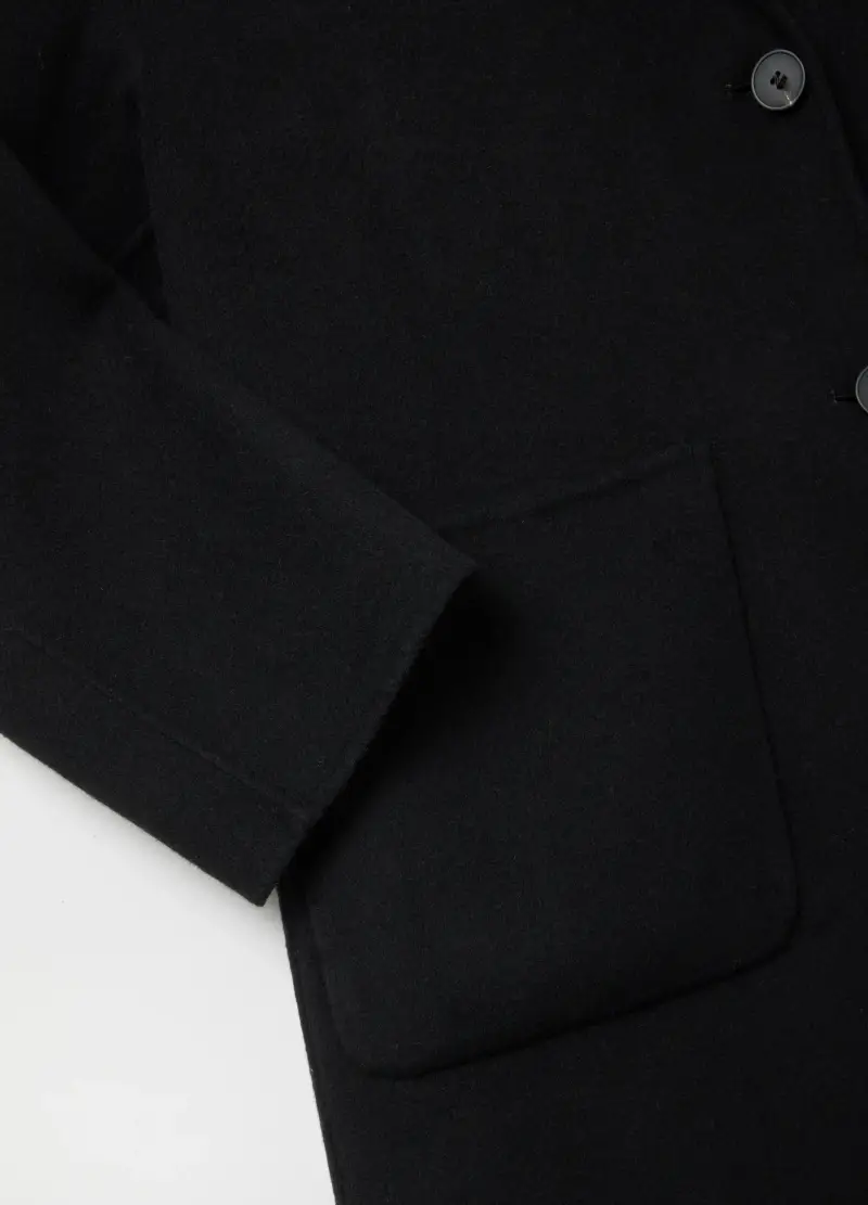 Cappotto Lungo Nero In Misto Lana E Cashmere Regular Fit, Donna, Nero miniatura 2