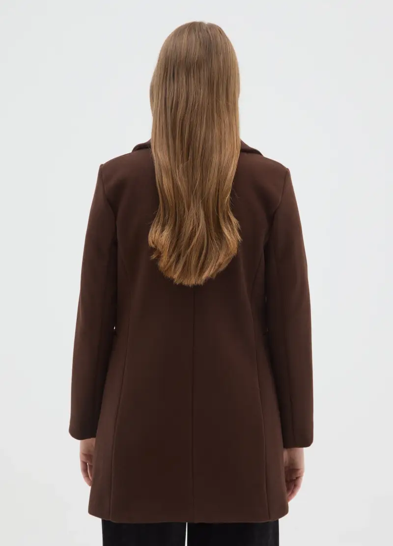 Cappotto Marrone Regular Fit Con Bottoni, Donna, Marrone miniatura 3