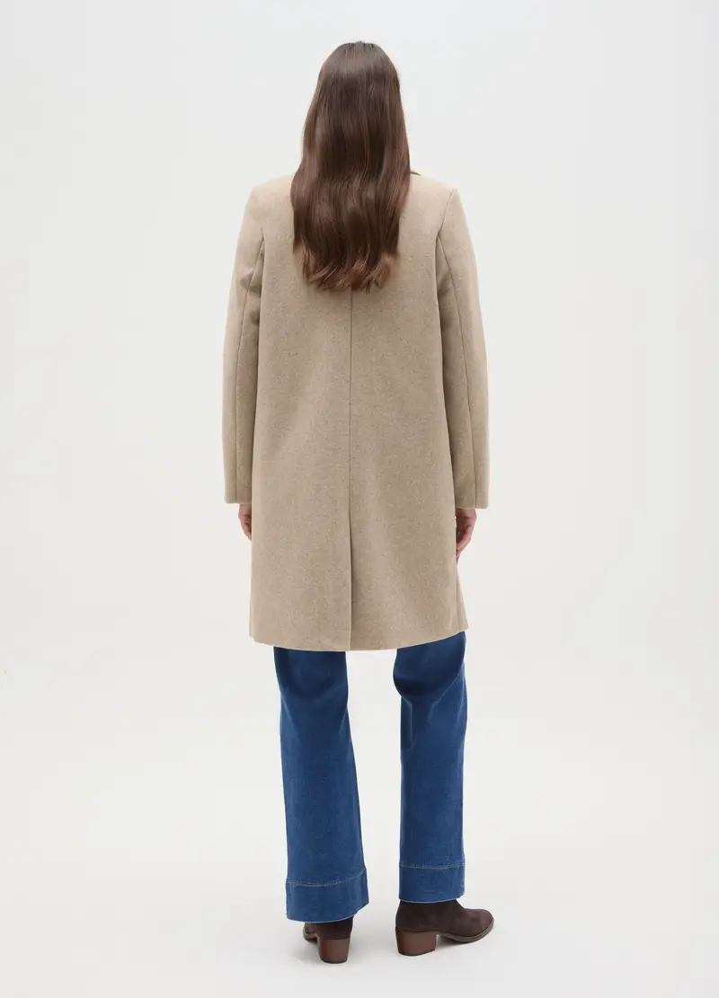 Cappotto Monopetto Beige Regular Fit, Donna, Beige miniatura 3