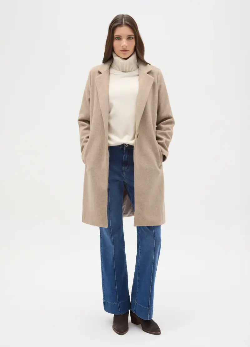Cappotto Monopetto Beige Regular Fit, Donna, Beige