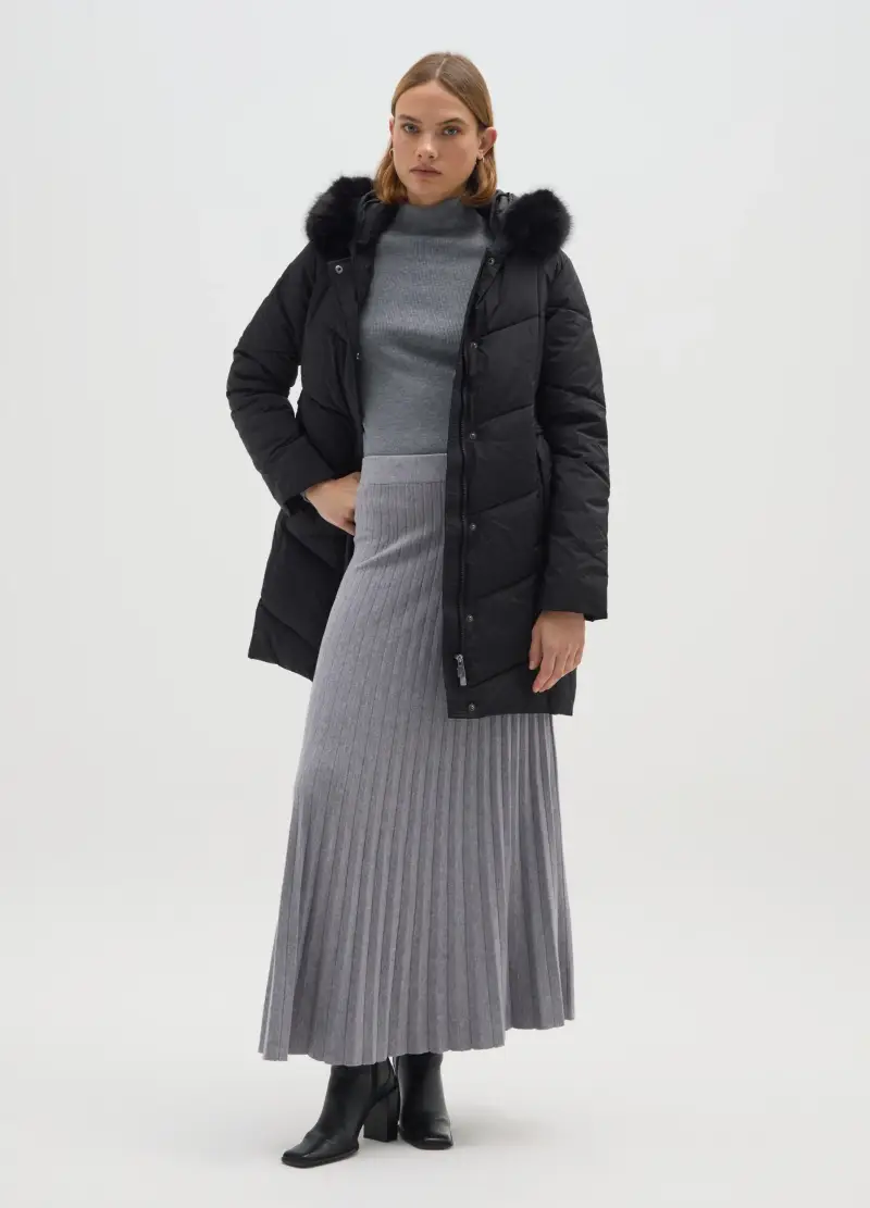 Cappotto Nero Regular Fit, Donna, Nero