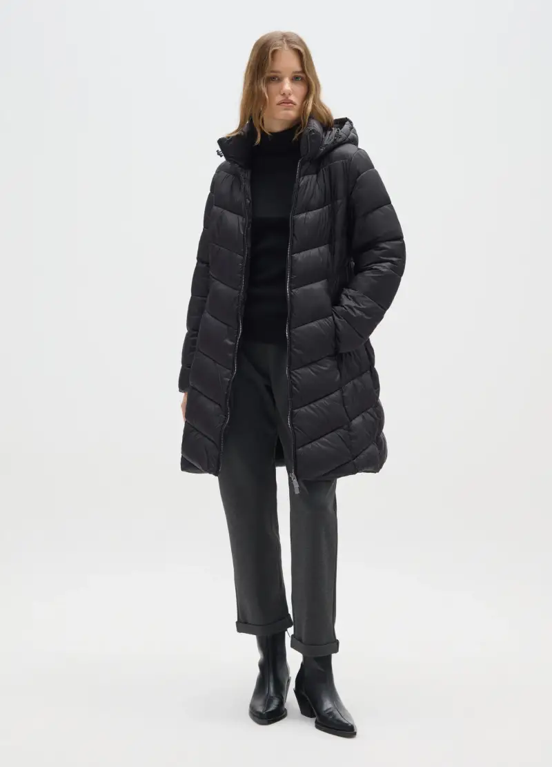 Cappotto Nero Regular Fit, Donna, Nero