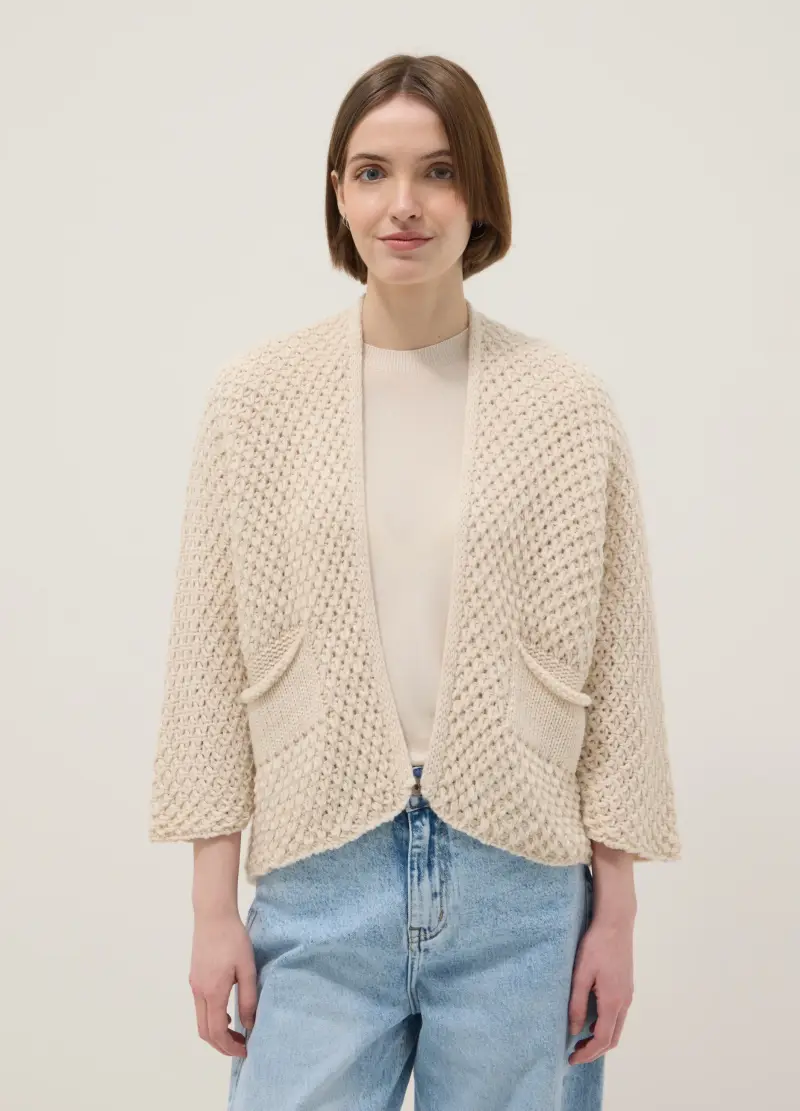 Hybrid Cardigan Donna Beige 4330795 miniatura 3