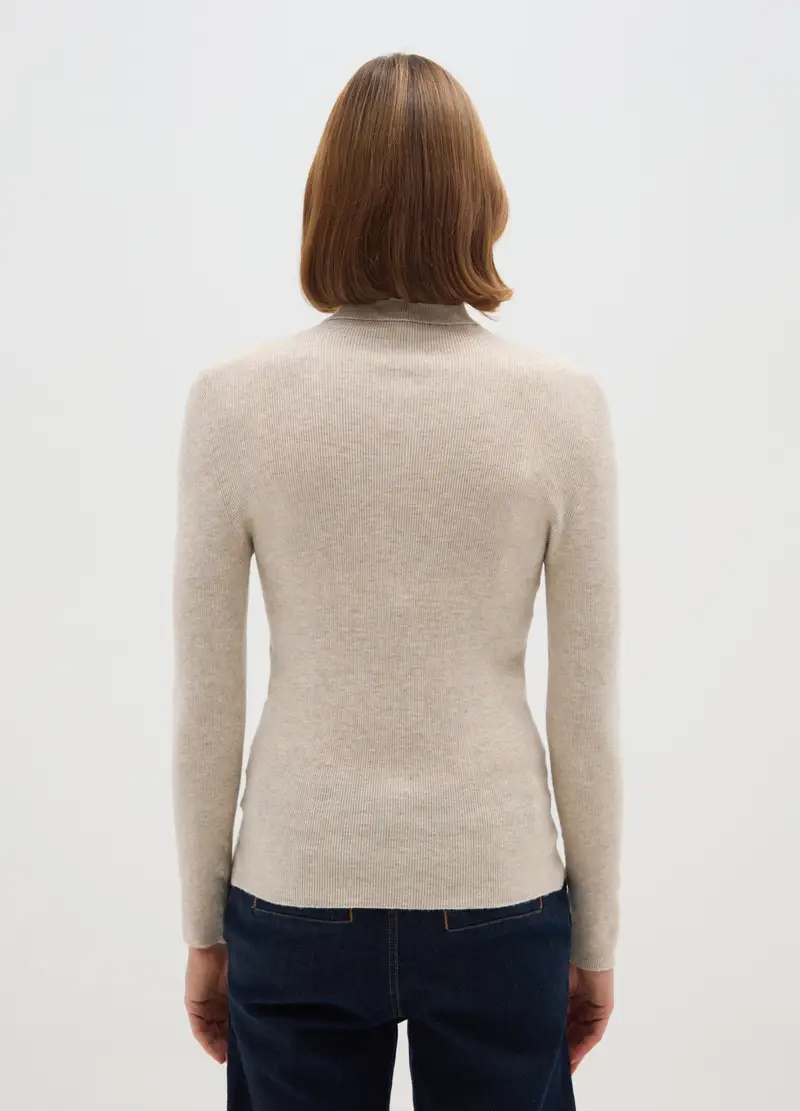 Dolcevita In Misto Cotone Beige Regular Fit, Donna, Beige miniatura 3