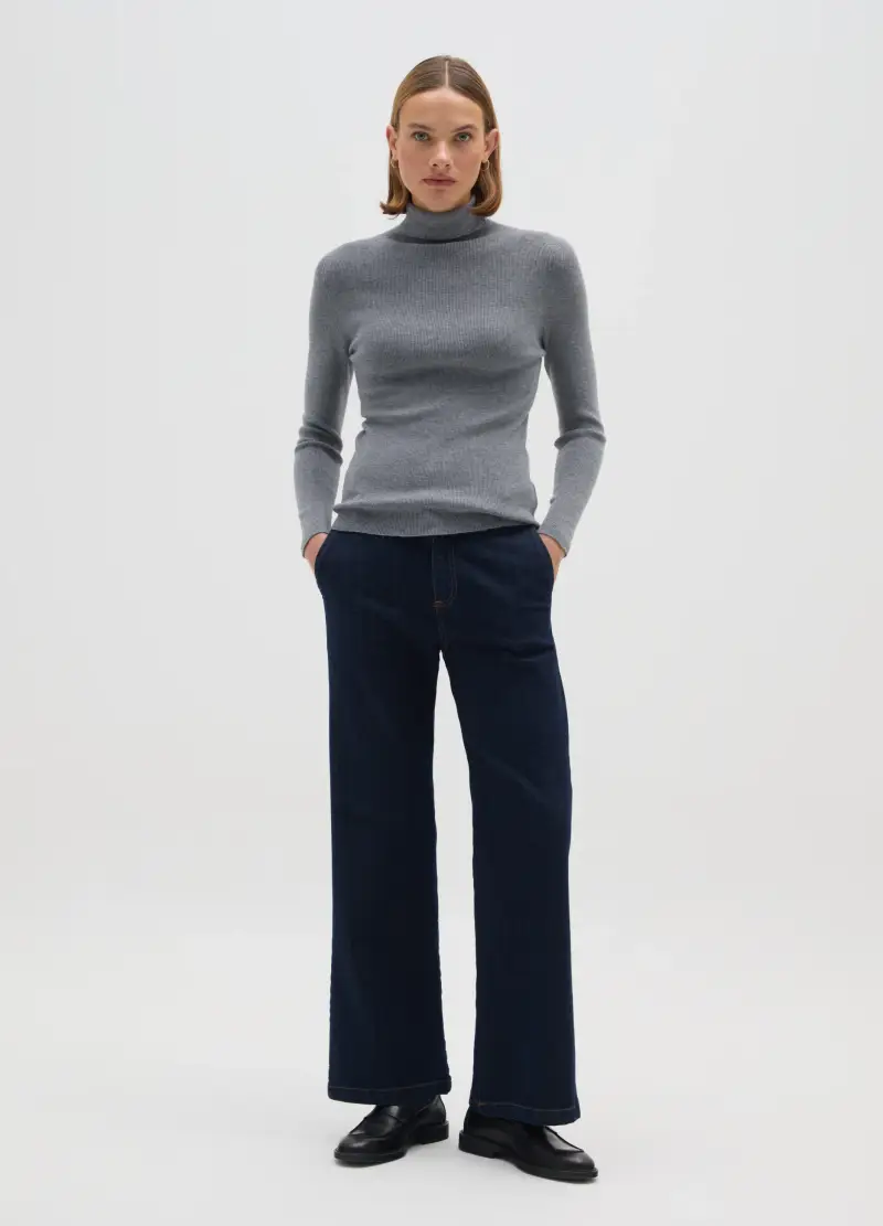 Dolcevita In Misto Cotone Grigio Regular Fit, Donna, Grigio