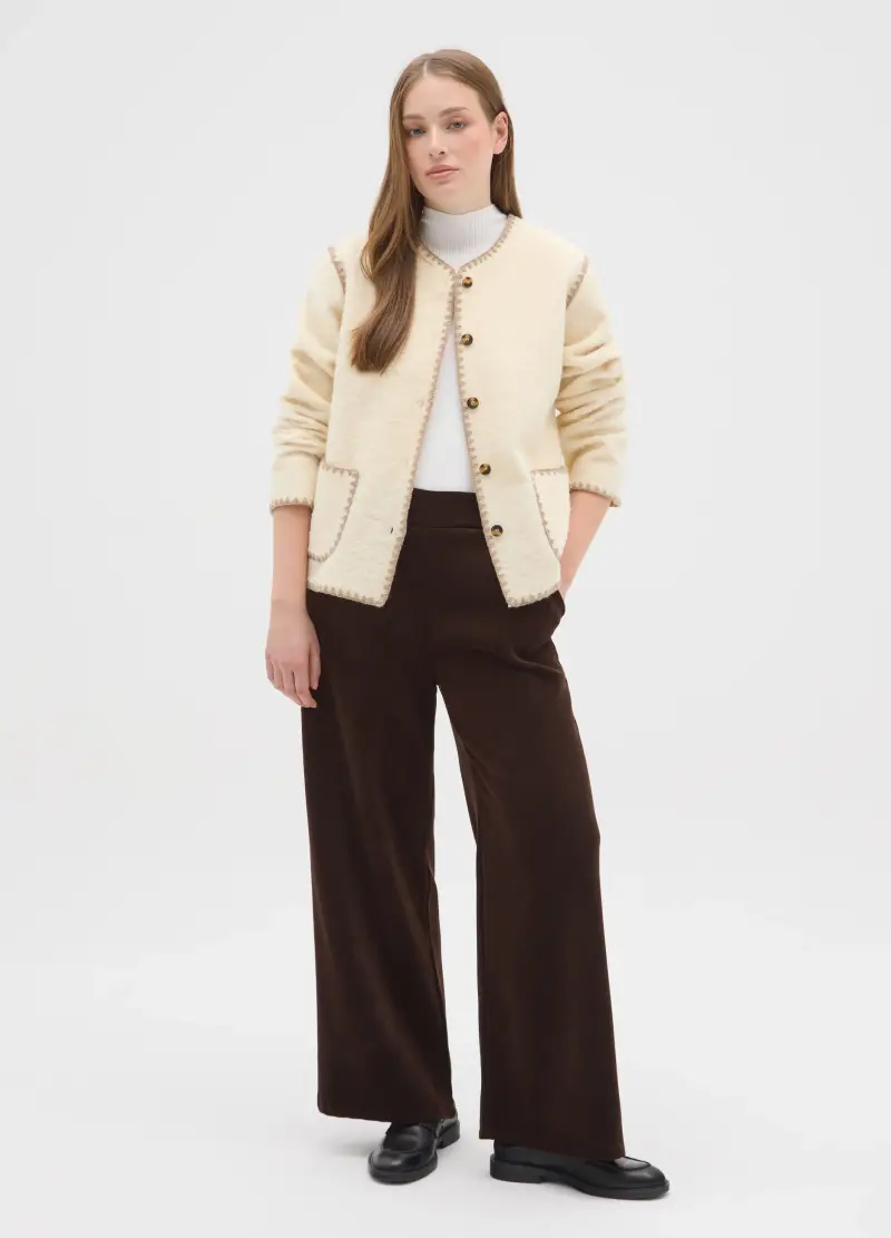 Giacca Beige Regular Fit Con Bottoni E Tasche, Donna, Multicolor miniatura 2