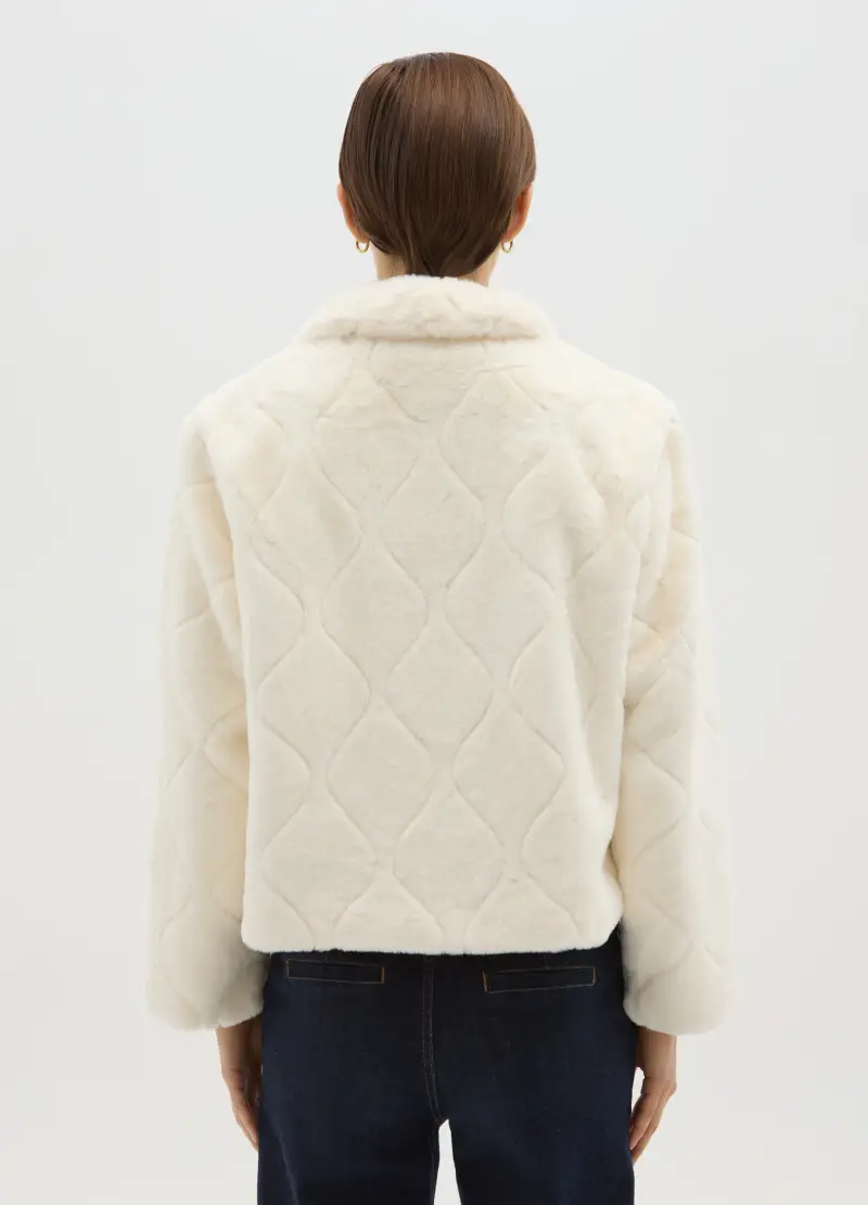 Giacca Bianca Regular Fit Con Zip, Donna, Bianco miniatura 3