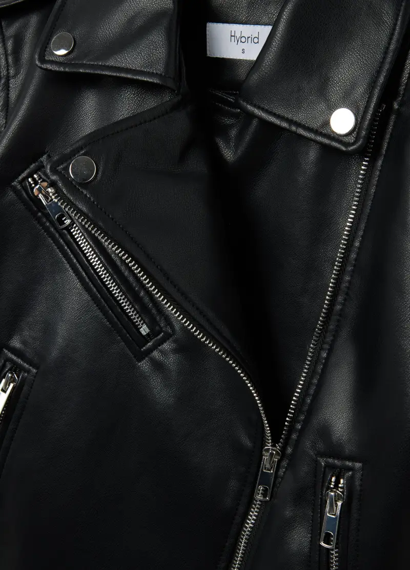 Giacca Biker In Similpelle Nera Con Zip, Donna, Nero miniatura 2