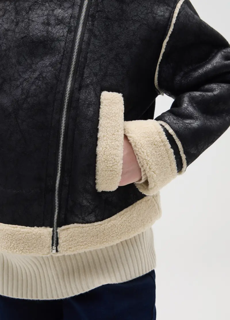 , Giacca Biker Nera Regular Fit, Donna, Multicolor miniatura 3