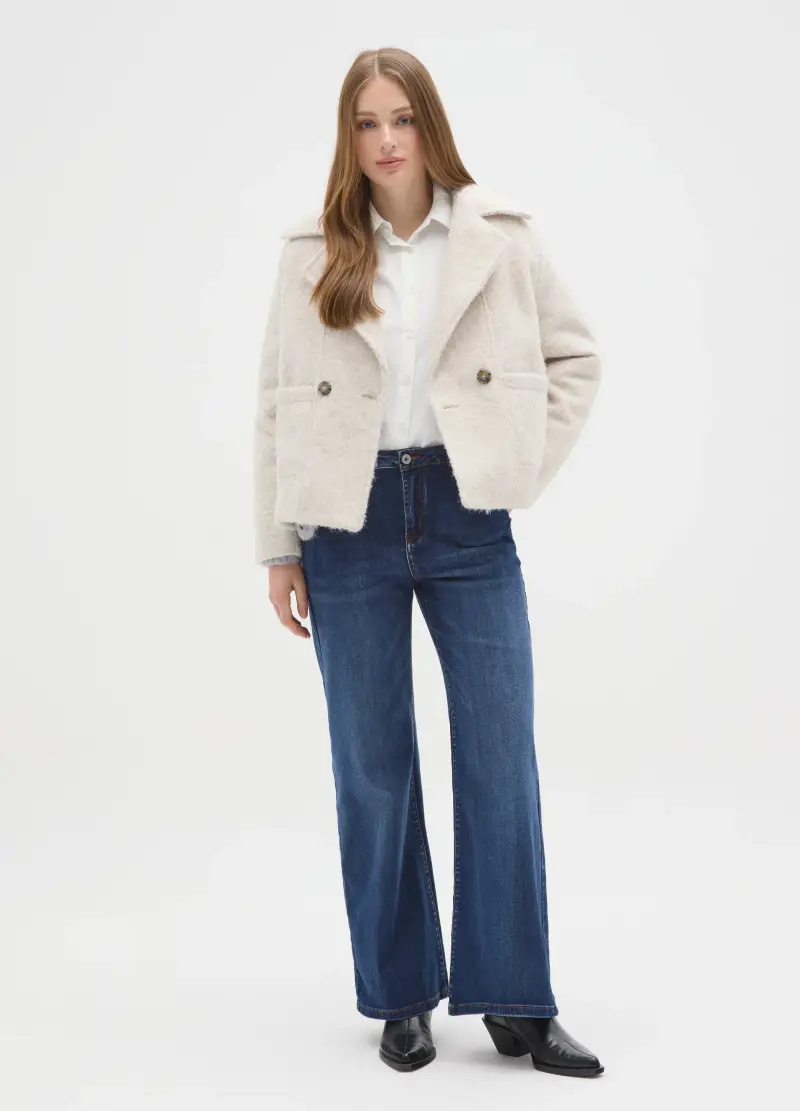 Giacca Doppiopetto Beige Regular Fit Con Bottoni, Donna, Beige