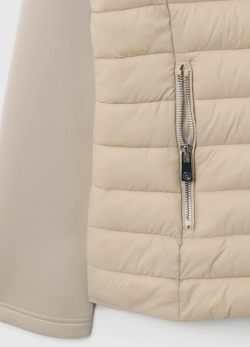 Giacca Imbottita Beige Regular Fit Con Cappuccio E Zip, Donna, Beige miniatura 2