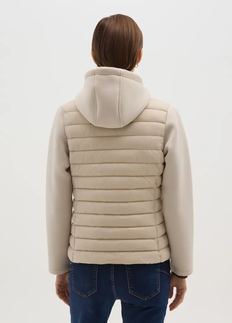 , Giacca Imbottita Beige Regular Fit Con Cappuccio E Zip, Donna, Beige miniatura 3