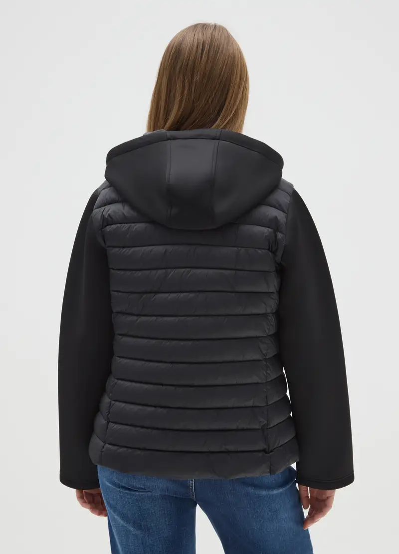 Giacca Imbottita Nera Regular Fit Con Cappuccio E Zip, Donna, Nero miniatura 3