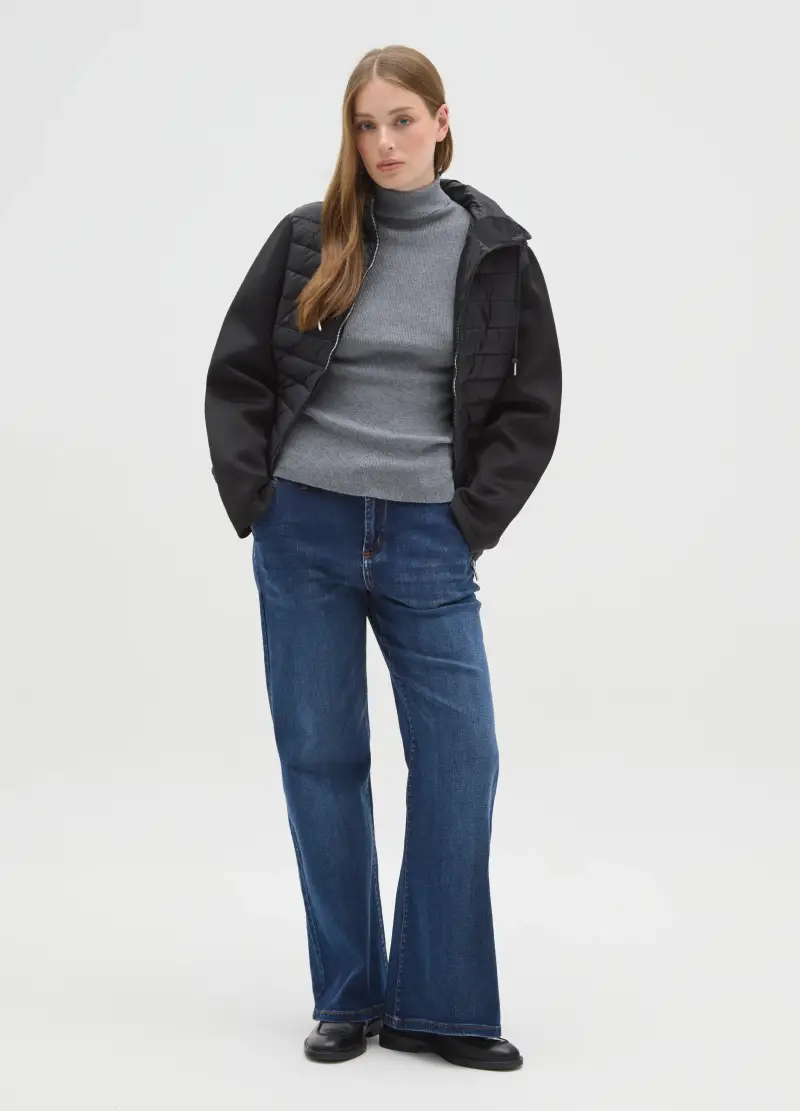 Giacca Imbottita Nera Regular Fit Con Cappuccio E Zip, Donna, Nero