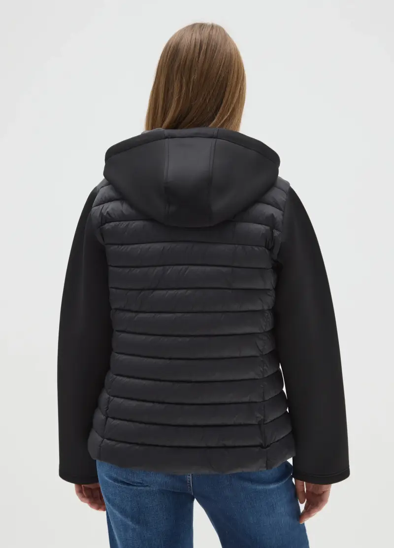 Giacca Imbottita Nera Regular Fit Con Cappuccio E Zip, Donna, Nero miniatura 3