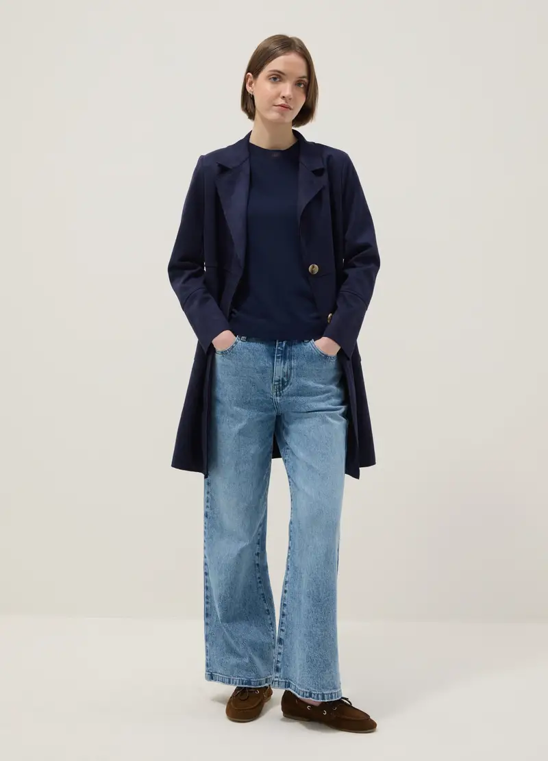 Giacca Leggera Blu Regular Fit Con Tasche Ampie, Donna, Blu miniatura 2