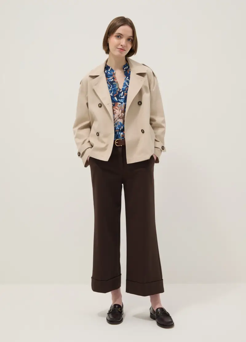 Giacca Leggera Doppiopetto Beige Regular Fit Con Cintura, Donna, Beige miniatura 2