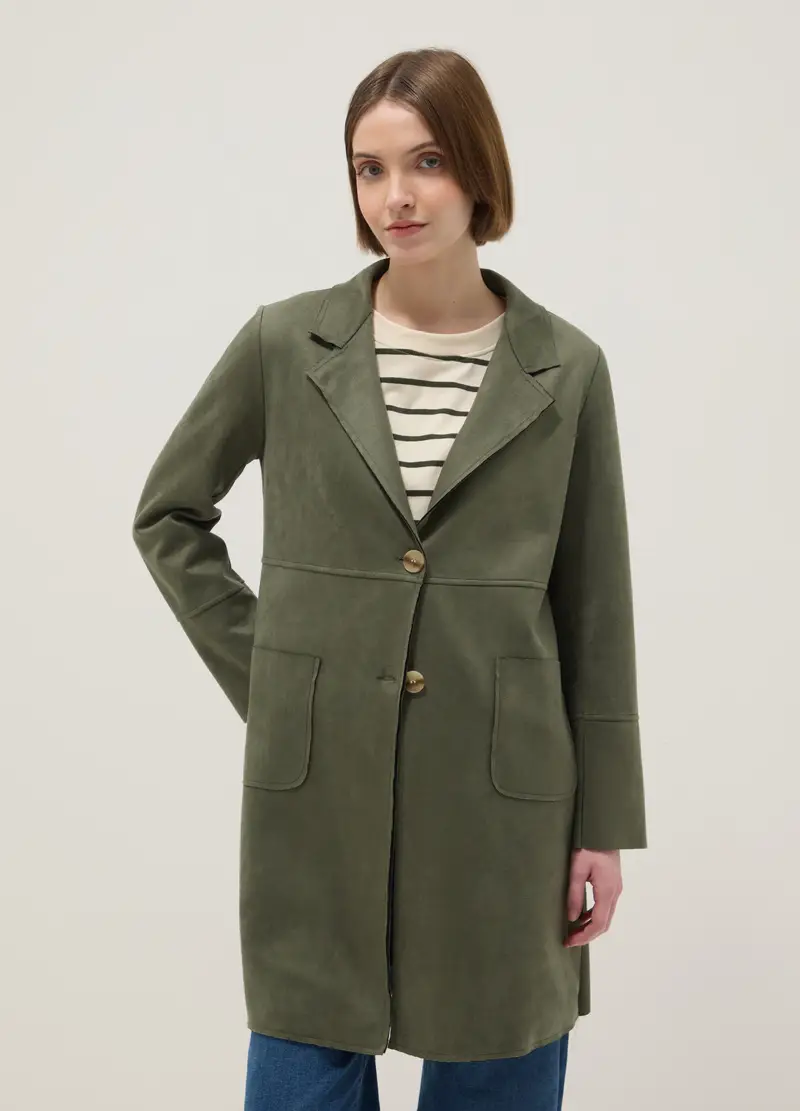 Giacca Leggera Verde Regular Fit Con Tasche Ampie, Donna, Verde miniatura 3