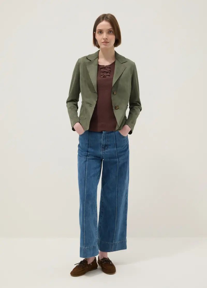 Giacca Leggera Verde Regular Fit Con Tasche, Donna, Verde miniatura 2