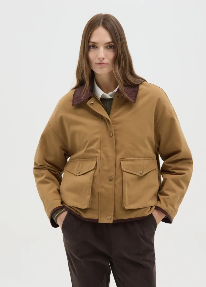 Giacca Marrone In Puro Cotone E Velluto Regular Fit, Donna, Marrone