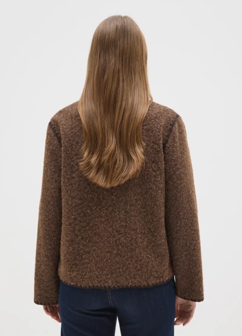 Giacca Marrone Regular Fit Con Bottoni E Tasche, Donna, Marrone miniatura 3