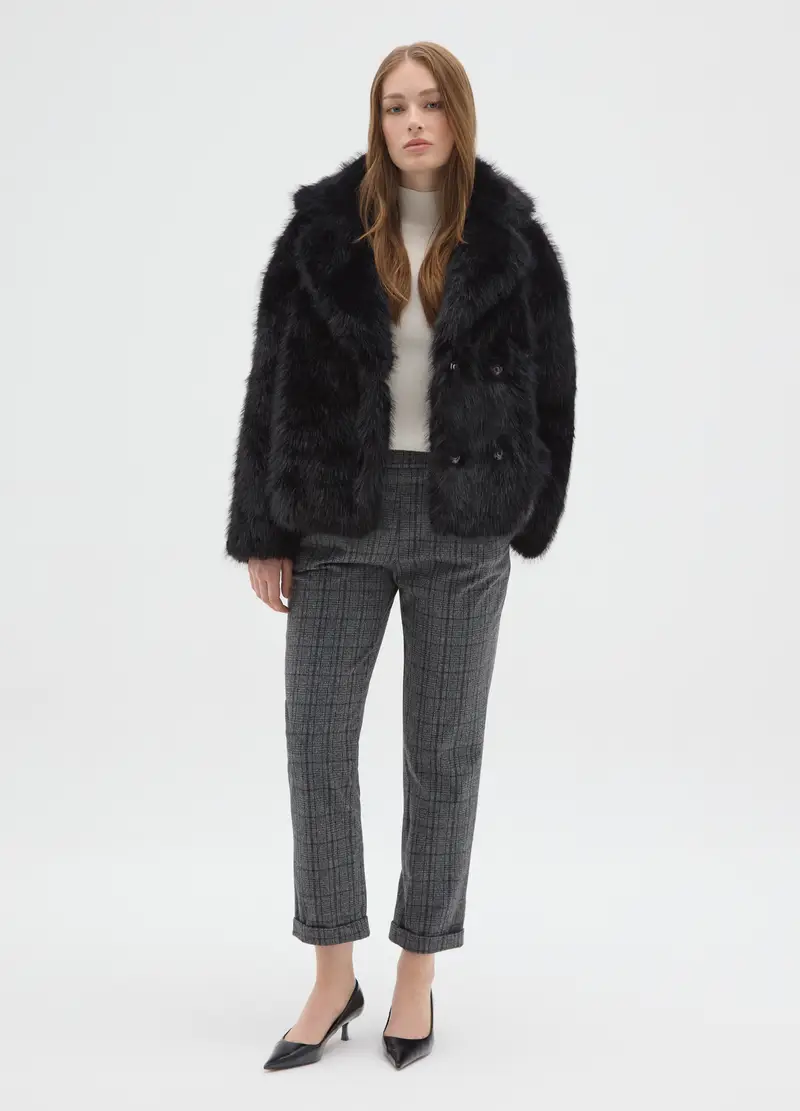 Giacca Nera Regular Fit Con Bottoni, Donna, Nero