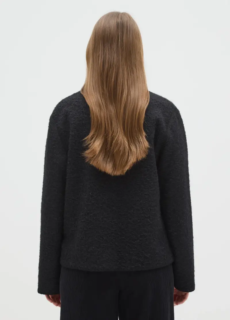 Giacca Nera Regular Fit Con Bottoni E Tasche, Donna, Nero miniatura 3