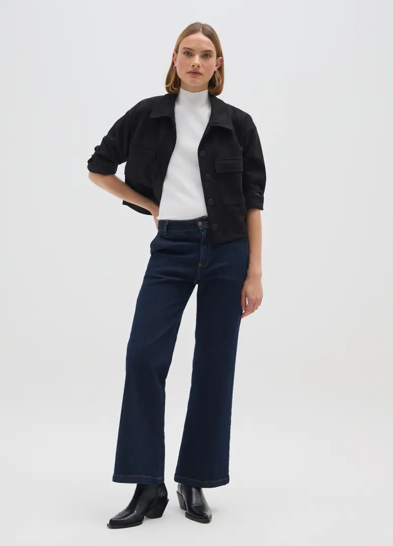 Giacca Nera Regular Fit Con Tasche, Donna, Nero