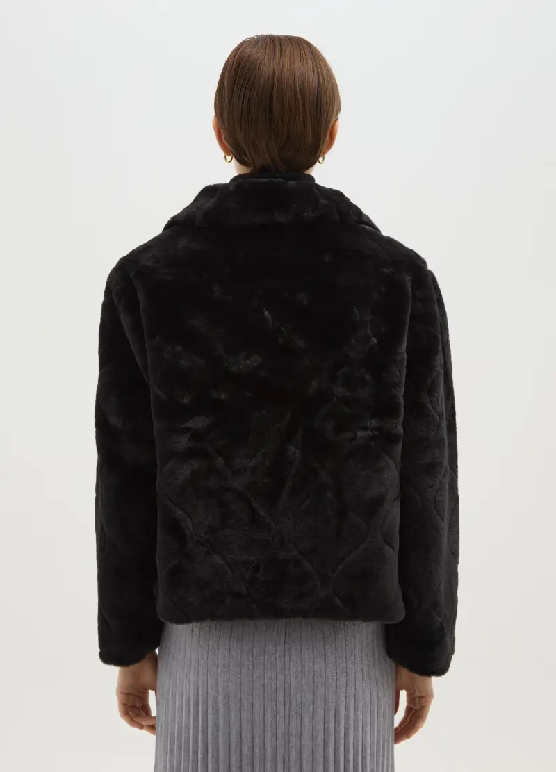 Giacca Nera Regular Fit Con Zip, Donna, Nero miniatura 3