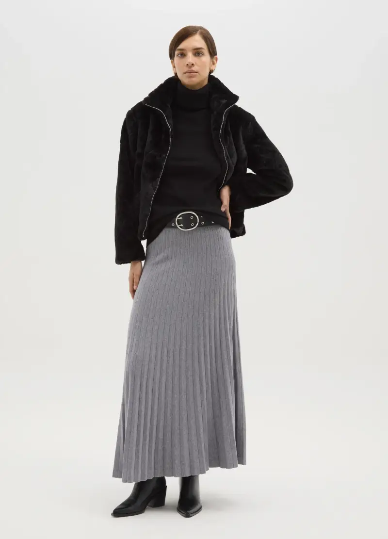 Giacca Nera Regular Fit Con Zip, Donna, Nero