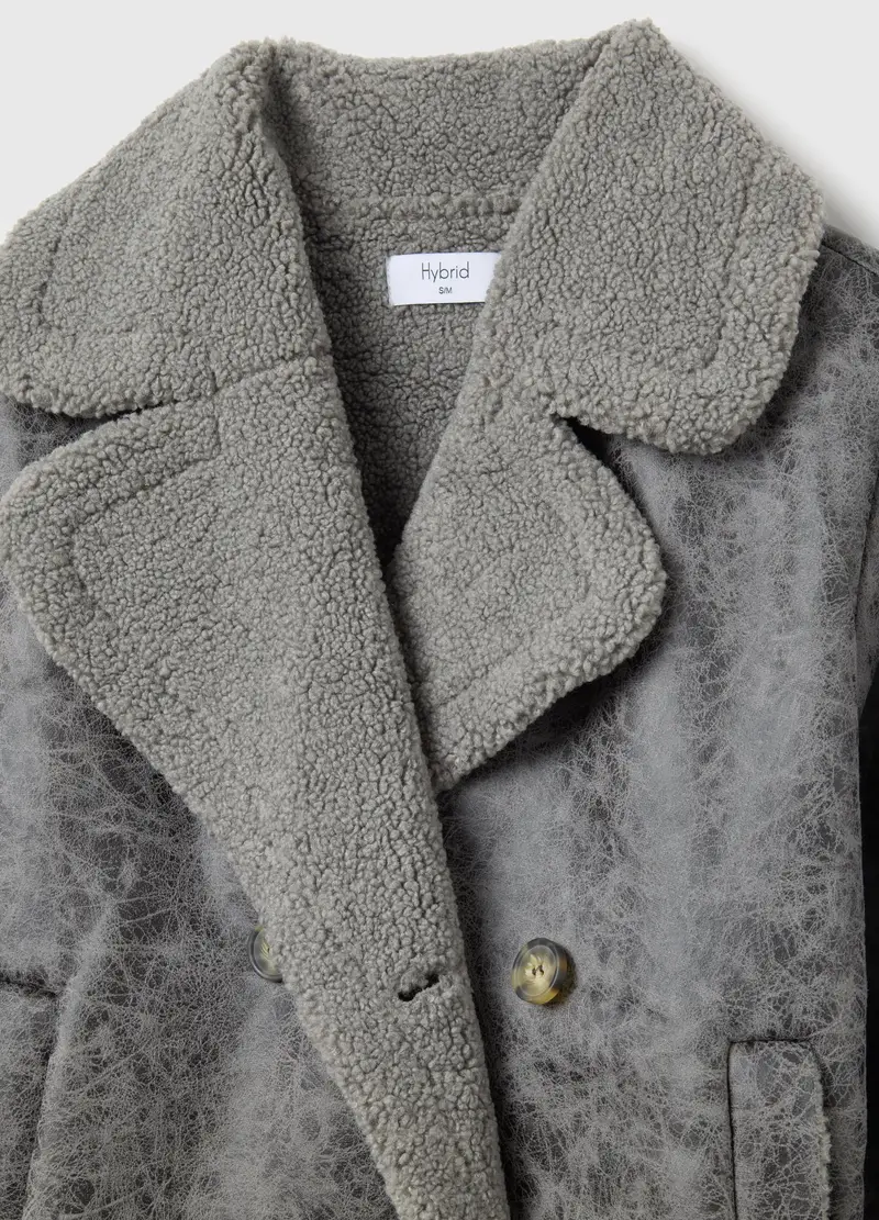 Giacca Pesante Grigia Con Collo A Contrasto Regular Fit, Donna, Grigio miniatura 2