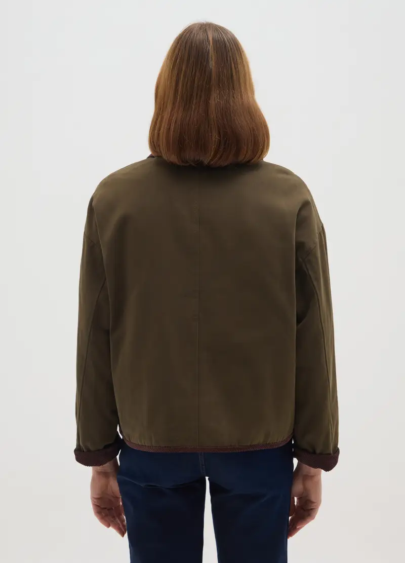 Giacca Verde In Puro Cotone E Velluto Regular Fit, Donna, Multicolor miniatura 3