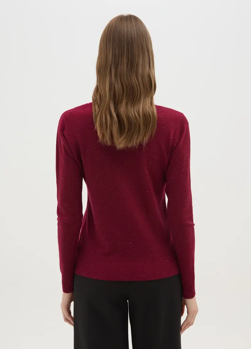 Golf Bordeaux Con Scollo Rotondo, Donna, Rosso miniatura 3