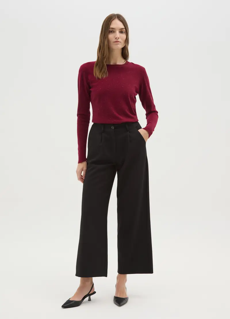 Golf Bordeaux Con Scollo Rotondo, Donna, Rosso