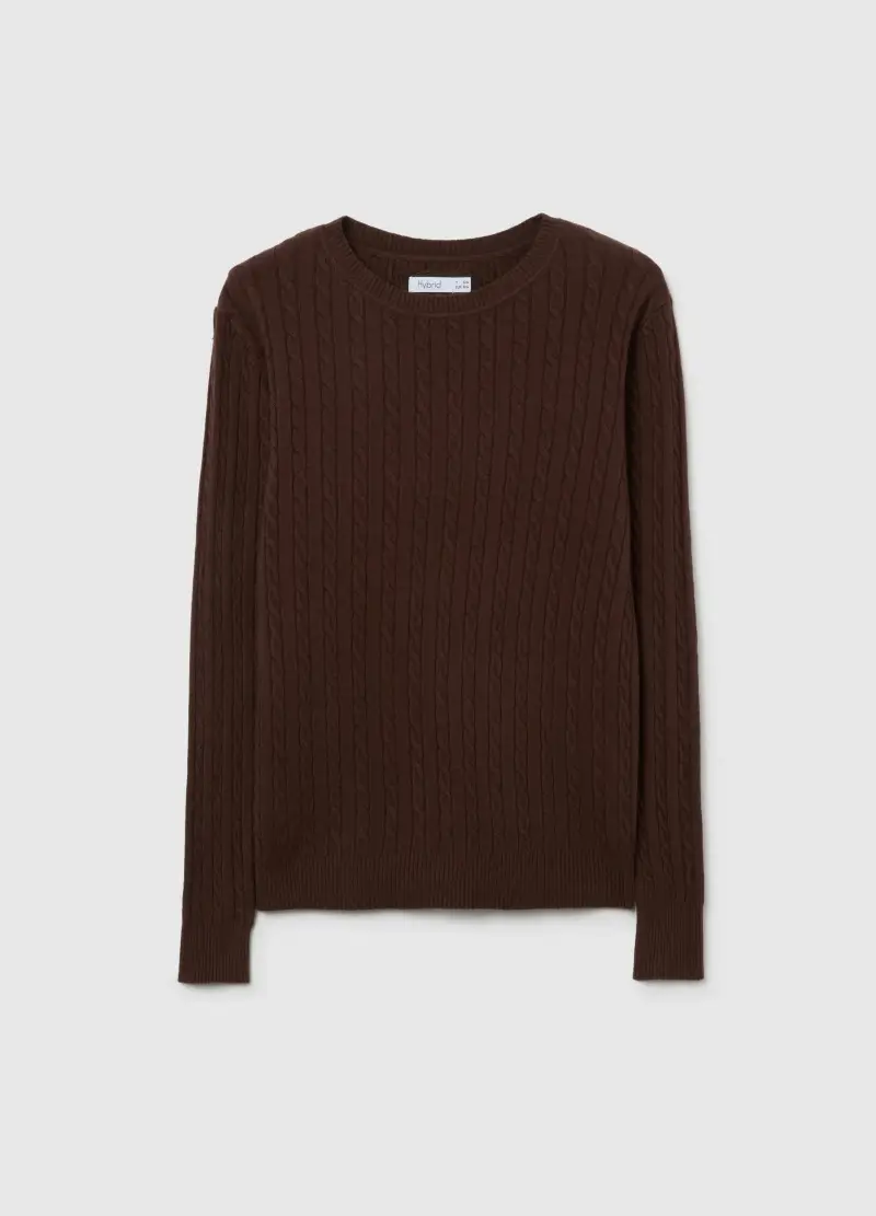 Golf Marrone Con Lavorazione A Trecce, Donna, Marrone