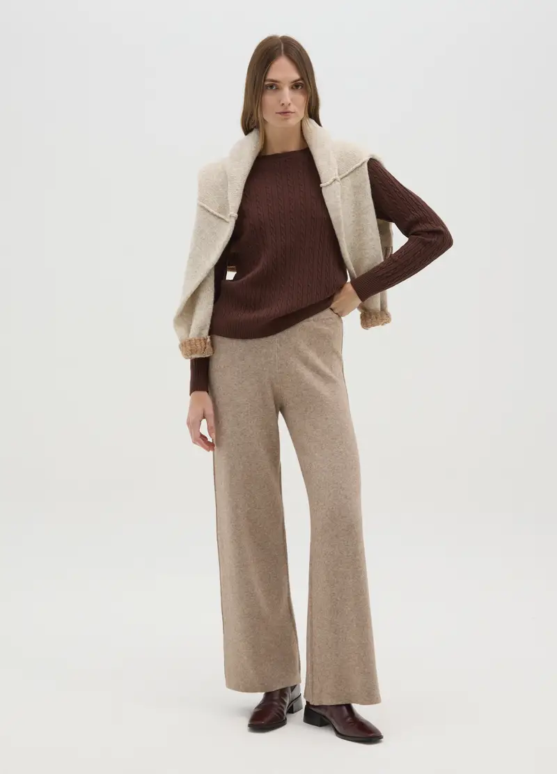 Golf Marrone Con Lavorazione A Trecce, Donna, Marrone miniatura 2