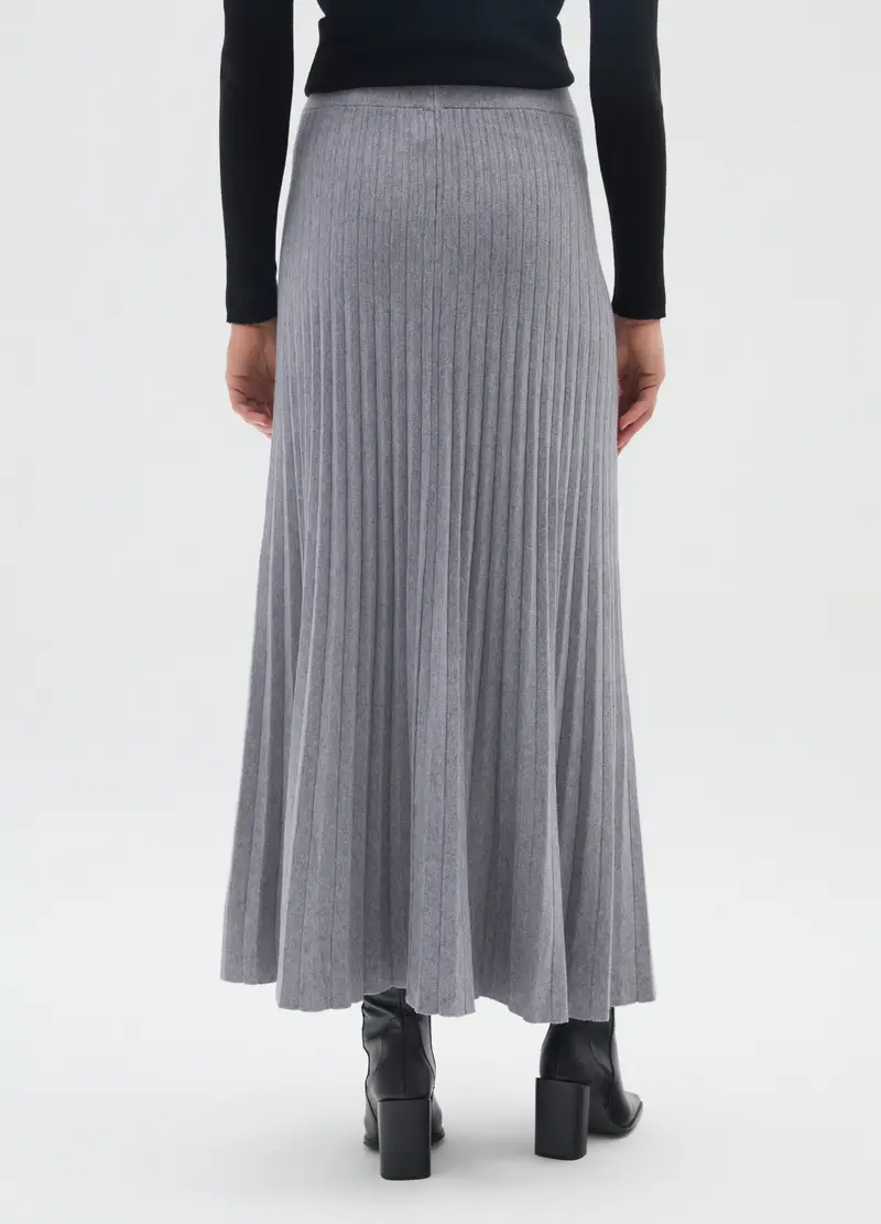 Gonna Lunga Plissettata Grigia, Donna, Grigio miniatura 3
