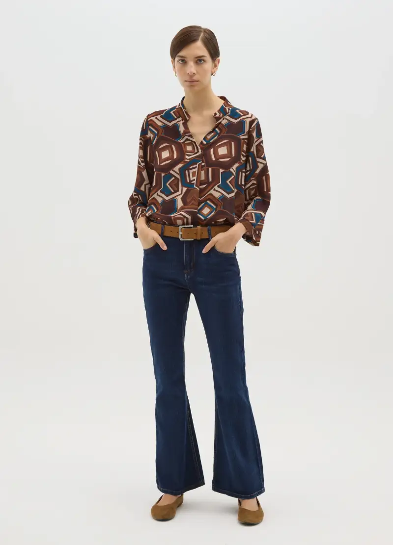 Maglia A Maniche Lunghe Multicolor Regular Fit Con Fantasia Geometrica, Donna, Multicolor miniatura 2