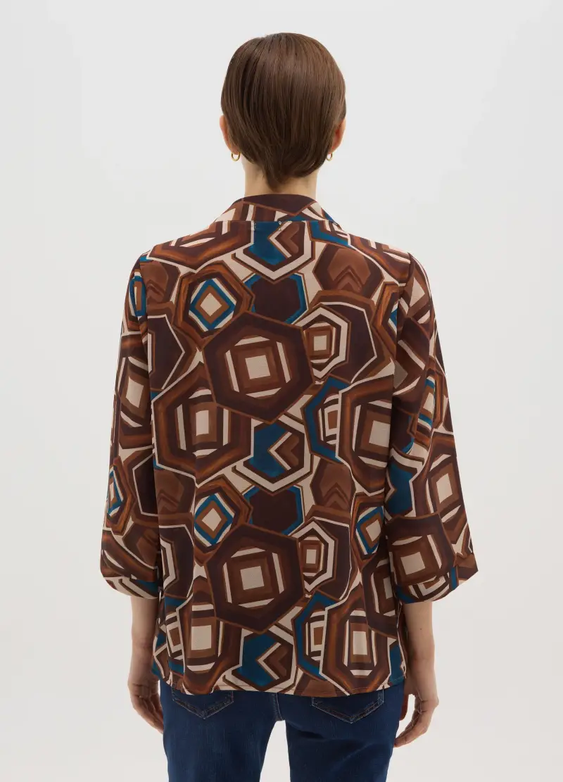 Maglia A Maniche Lunghe Multicolor Regular Fit Con Fantasia Geometrica, Donna, Multicolor miniatura 3