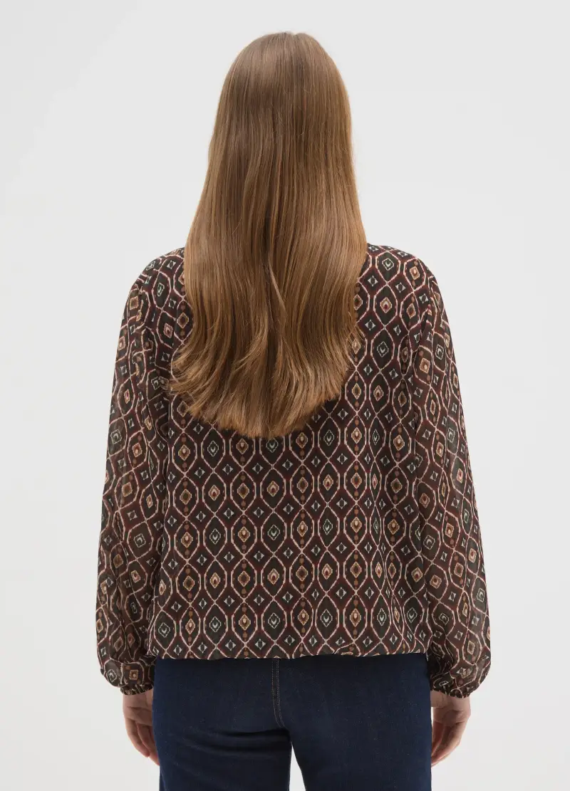 Maglia A Maniche Lunghe Multicolor Regular Fit Con Motivo Geometrico, Donna, Multicolor miniatura 3