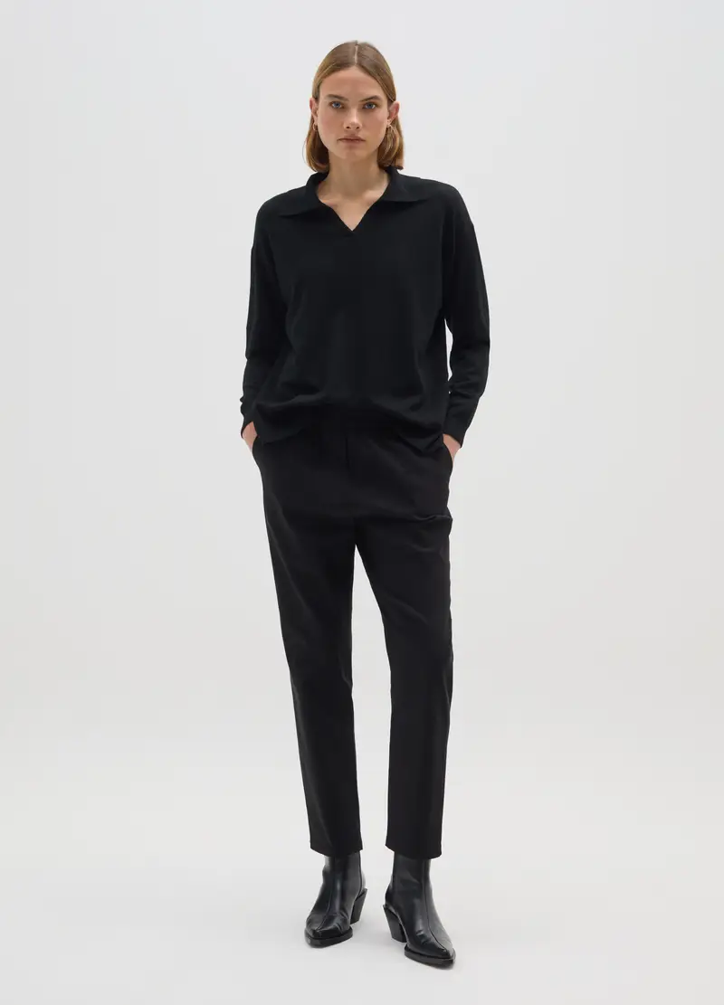 Maglia A Maniche Lunghe Nera Regular Fit, Donna, Nero