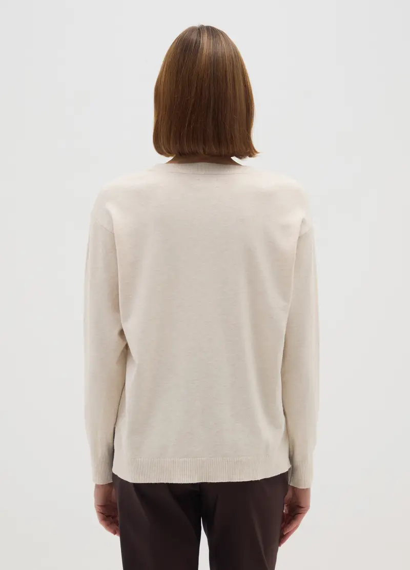 Maglia Beige Regular Fit Con Pois, Donna, Beige miniatura 3