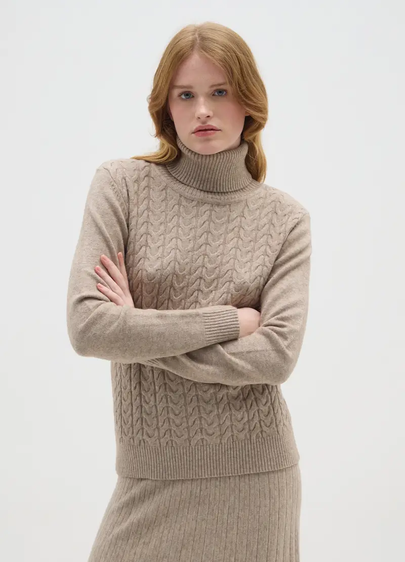 Maglia Beige Regular Fit, Donna, Beige miniatura 2