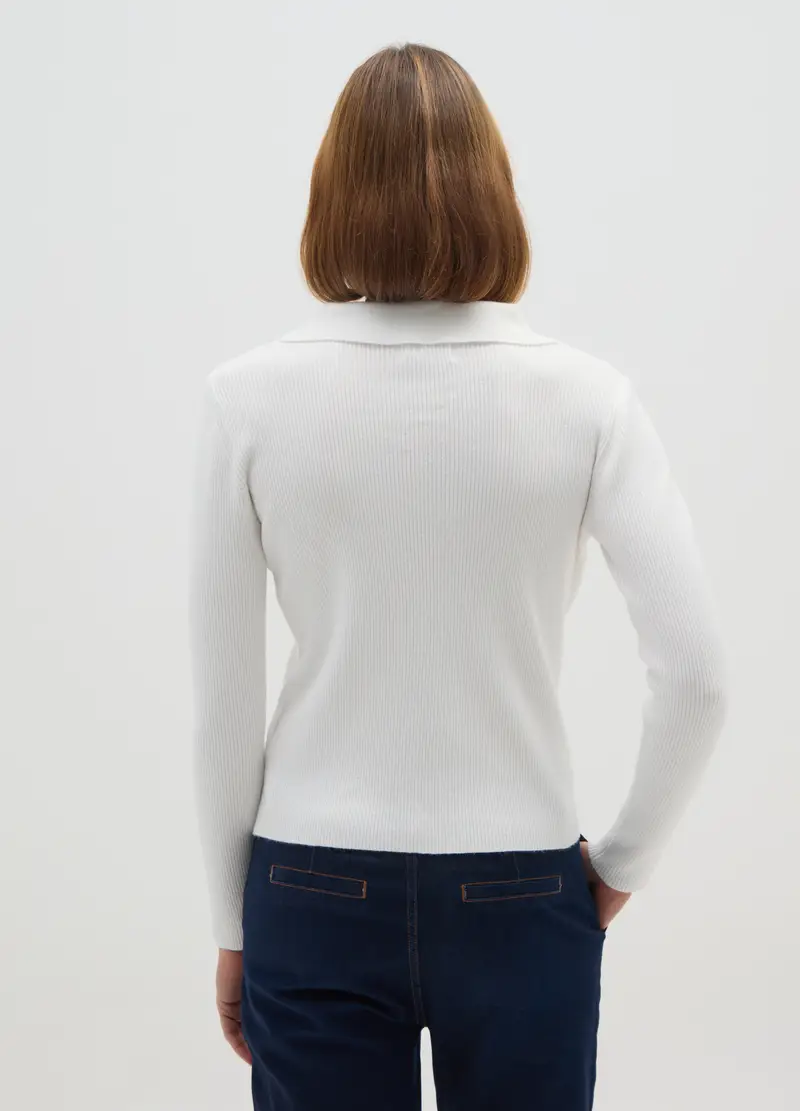 Maglia Bianca A Maniche Lunghe Regular Fit, Donna, Bianco miniatura 3