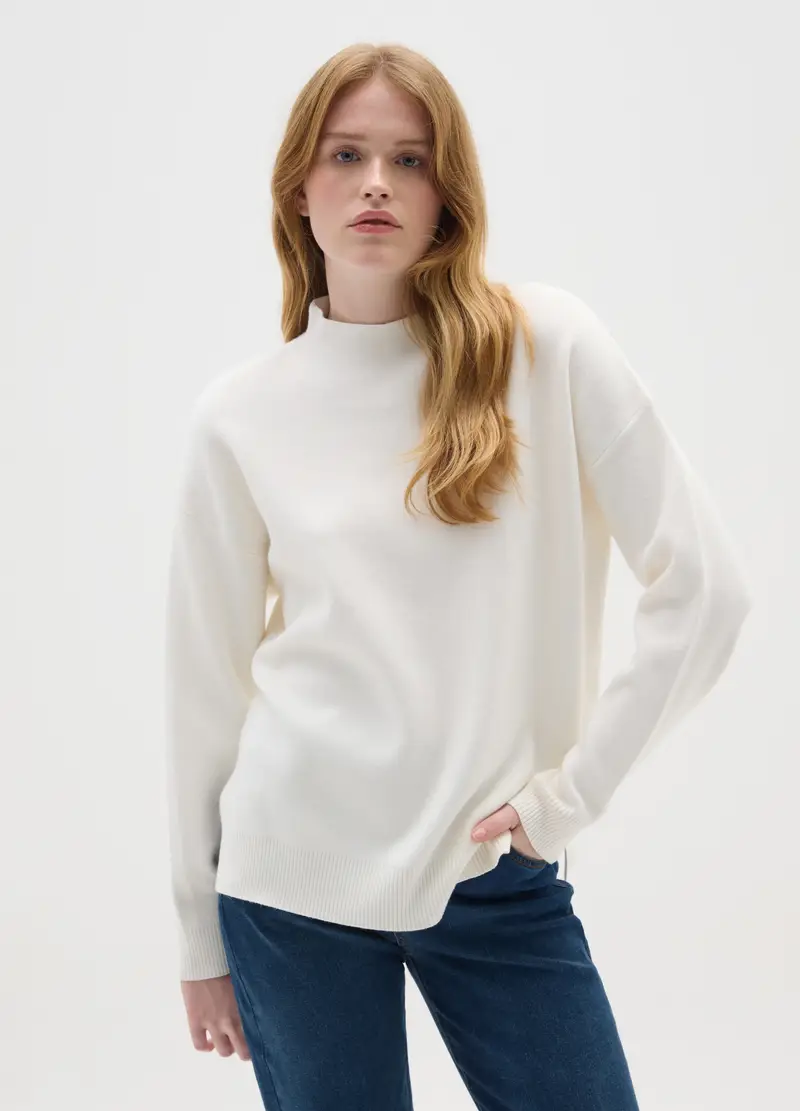 Maglia Bianca Regular Fit, Donna, Bianco miniatura 2